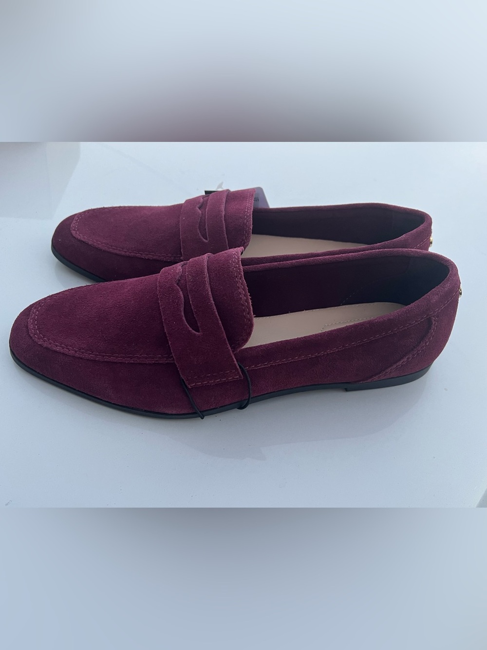 Claiborne Women's Size 10 Burgundy Suede Penny Loafers Slip On Flats New